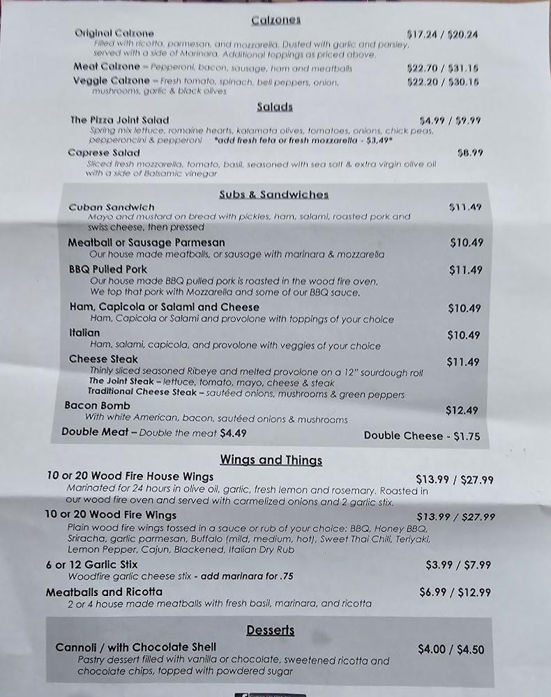 The Pizza Joint Wood Fire Pies Menu image 1