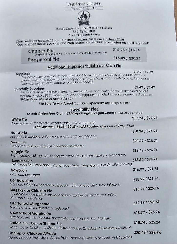 The Pizza Joint Wood Fire Pies Menu image 2
