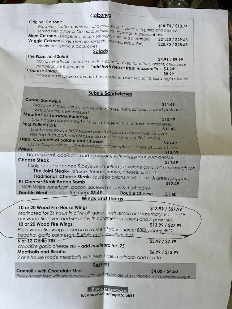 The Pizza Joint Wood Fire Pies Menu image 3
